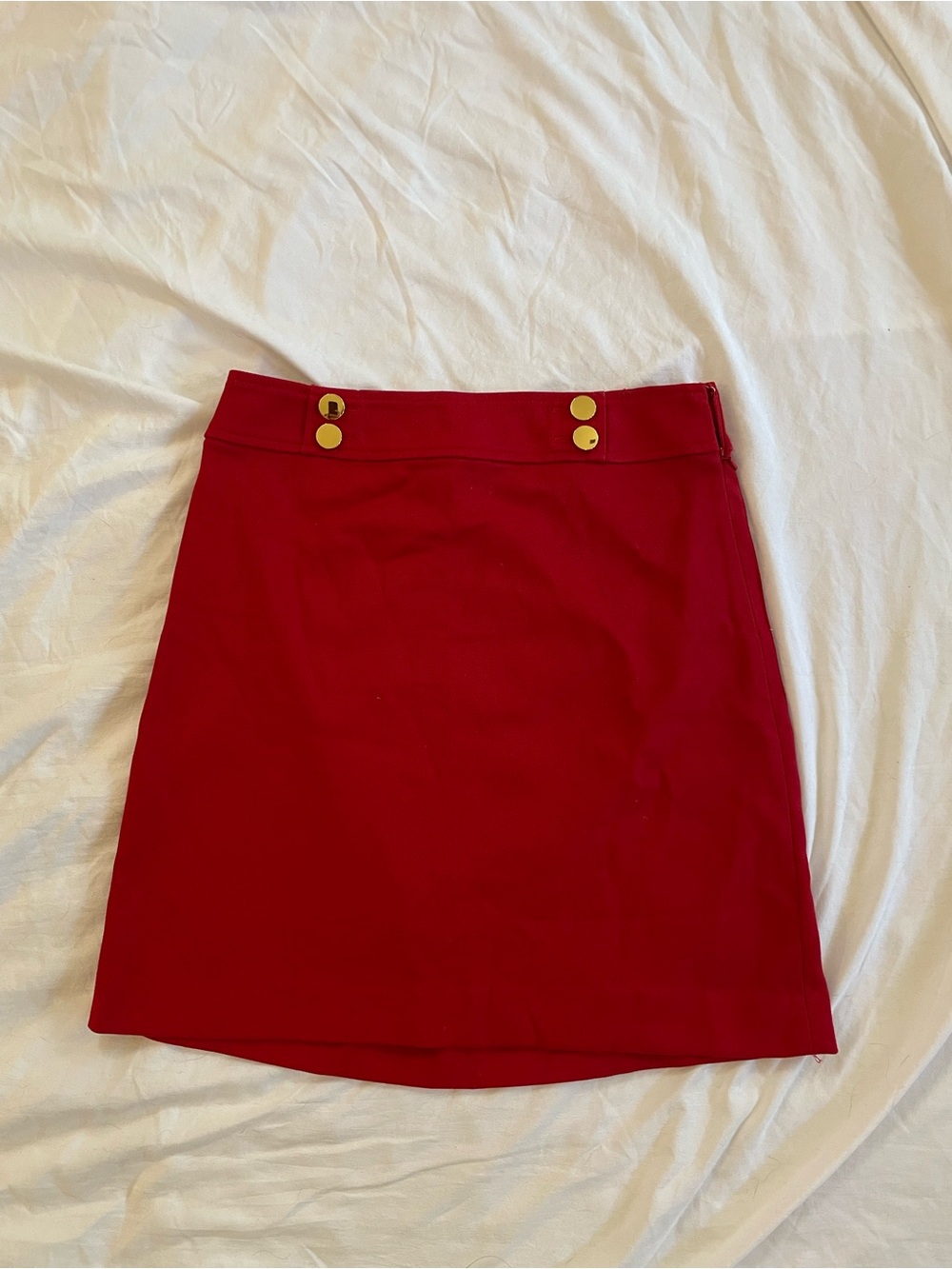 LOFT Red Mini Skirt with Gold Button Detail